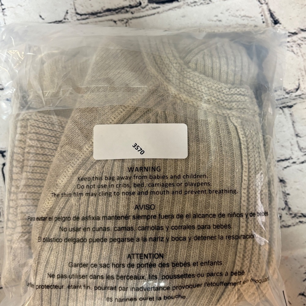 Armani Exchange Wool Cashmere Blend Quarter Zip Sweater Dress Beige Womens XS - Picture 8 of 8